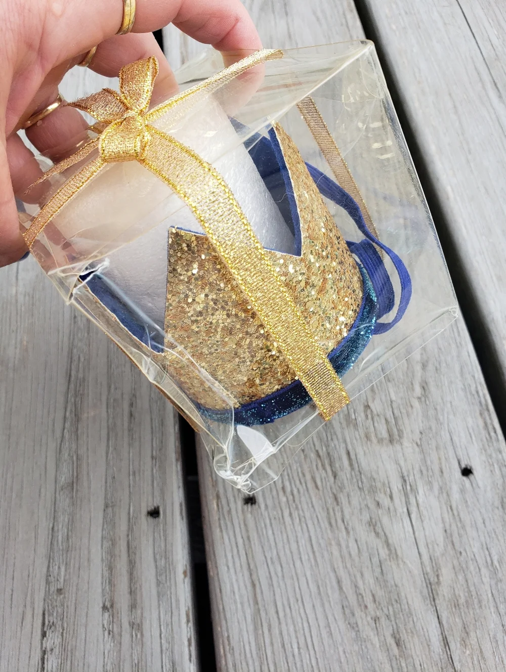 Baby's First Blue Glittery Crown Birthday Hats